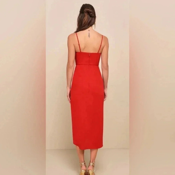 Lulus Reinette Rust Red Midi Dress NWT - Picture 3 of 5